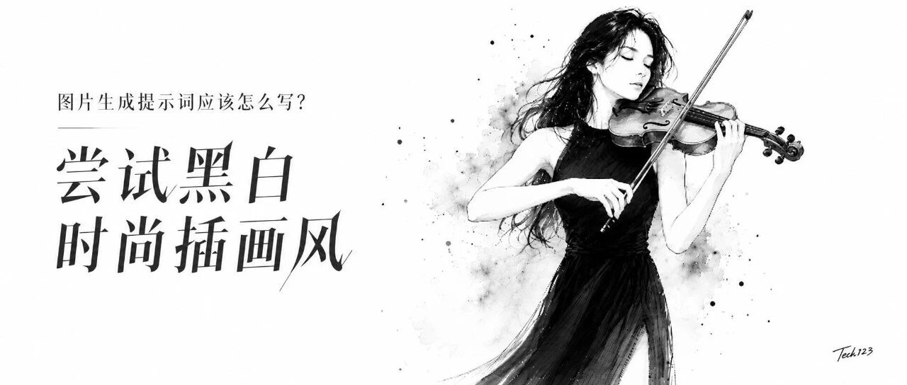 图片生成提示词应该怎么写？尝试黑白时尚插画风